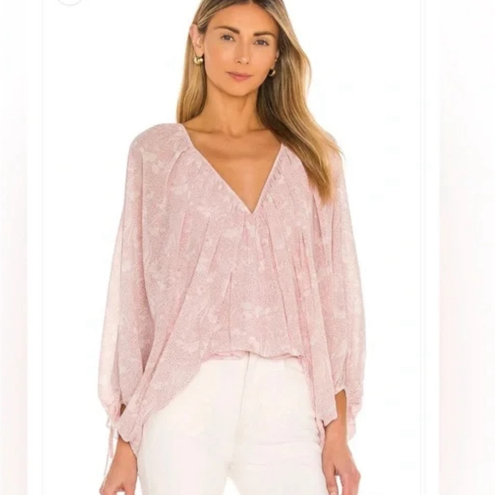 TULAROSA PINK long SLEEVE TOP BLOUSE DYLAN ORCHID FLORAL SZ MEDIUM Revolve NWT